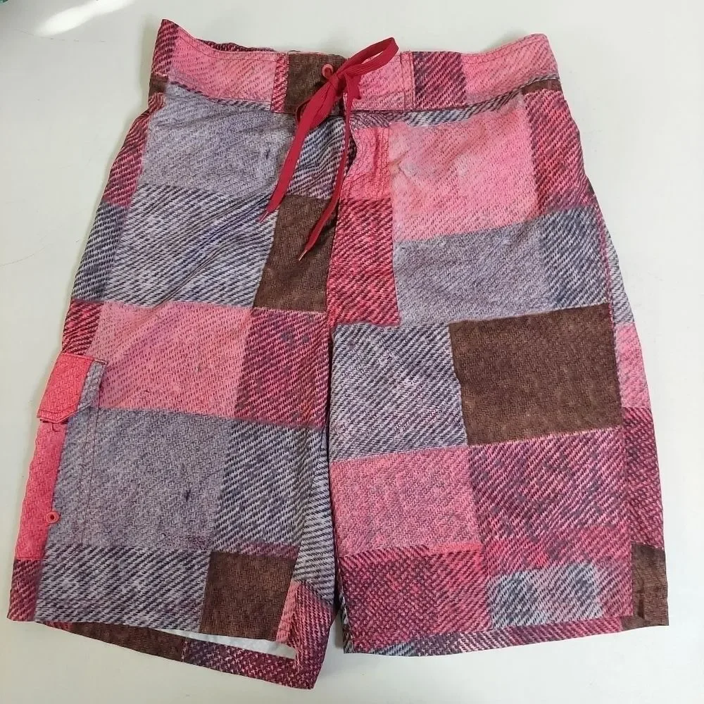 American Sunshine Red Shorts Size M Swimwear Inner‎ Mesh  Patchwork Waterproof
